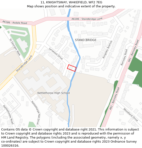 11, KNIGHTSWAY, WAKEFIELD, WF2 7EG: Location map and indicative extent of plot