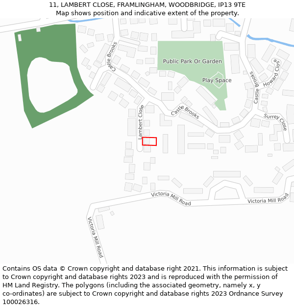 11, LAMBERT CLOSE, FRAMLINGHAM, WOODBRIDGE, IP13 9TE: Location map and indicative extent of plot