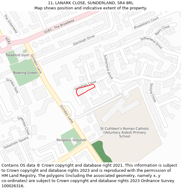 11, LANARK CLOSE, SUNDERLAND, SR4 8RL: Location map and indicative extent of plot