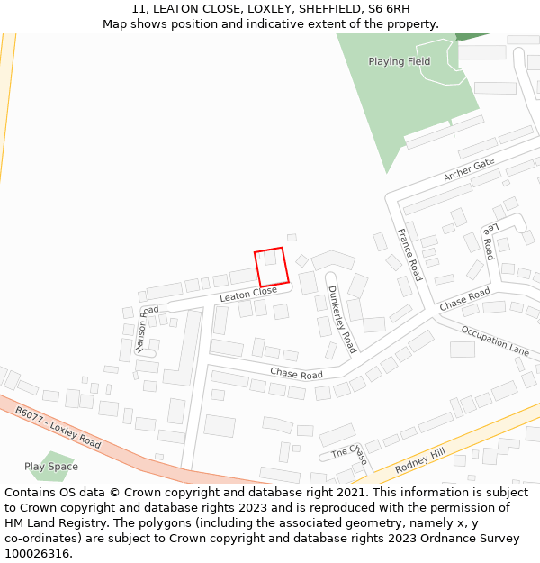 11, LEATON CLOSE, LOXLEY, SHEFFIELD, S6 6RH: Location map and indicative extent of plot