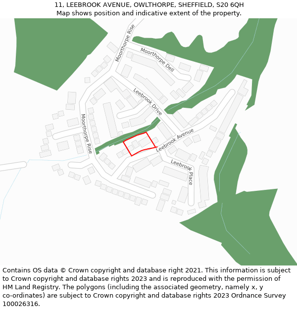 11, LEEBROOK AVENUE, OWLTHORPE, SHEFFIELD, S20 6QH: Location map and indicative extent of plot