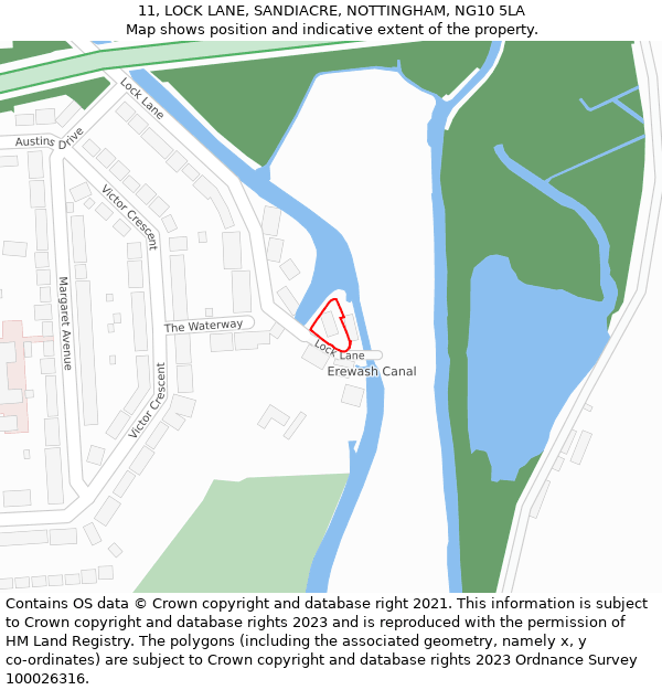 11, LOCK LANE, SANDIACRE, NOTTINGHAM, NG10 5LA: Location map and indicative extent of plot