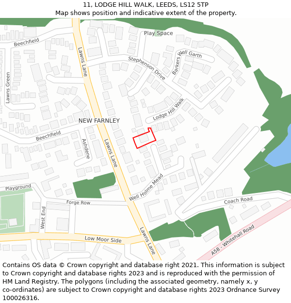 11, LODGE HILL WALK, LEEDS, LS12 5TP: Location map and indicative extent of plot