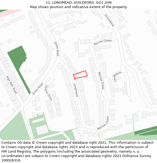 11, LONGMEAD, GUILDFORD, GU1 2HN: Location map and indicative extent of plot