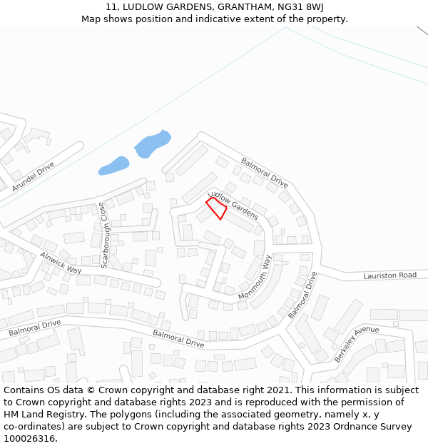 11, LUDLOW GARDENS, GRANTHAM, NG31 8WJ: Location map and indicative extent of plot