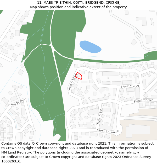 11, MAES YR EITHIN, COITY, BRIDGEND, CF35 6BJ: Location map and indicative extent of plot