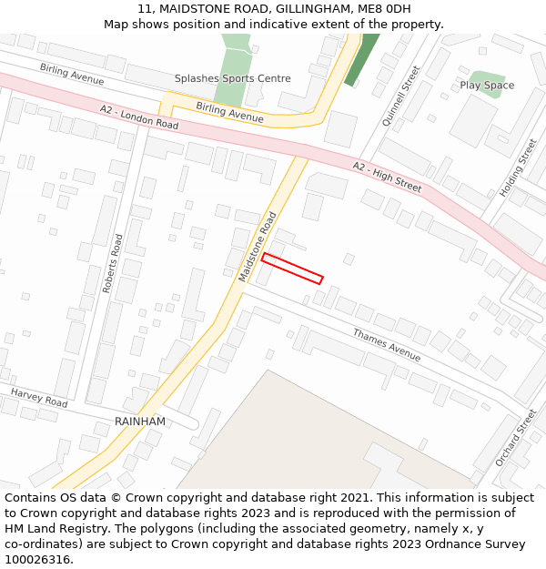 11, MAIDSTONE ROAD, GILLINGHAM, ME8 0DH: Location map and indicative extent of plot