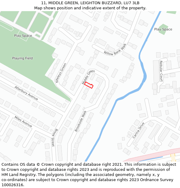 11, MIDDLE GREEN, LEIGHTON BUZZARD, LU7 3LB: Location map and indicative extent of plot