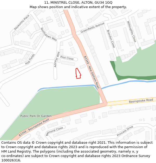 11, MINSTREL CLOSE, ALTON, GU34 1GQ: Location map and indicative extent of plot