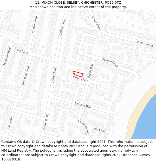 11, MIXON CLOSE, SELSEY, CHICHESTER, PO20 0TZ: Location map and indicative extent of plot