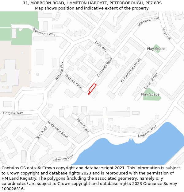 11, MORBORN ROAD, HAMPTON HARGATE, PETERBOROUGH, PE7 8BS: Location map and indicative extent of plot