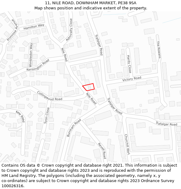 11, NILE ROAD, DOWNHAM MARKET, PE38 9SA: Location map and indicative extent of plot