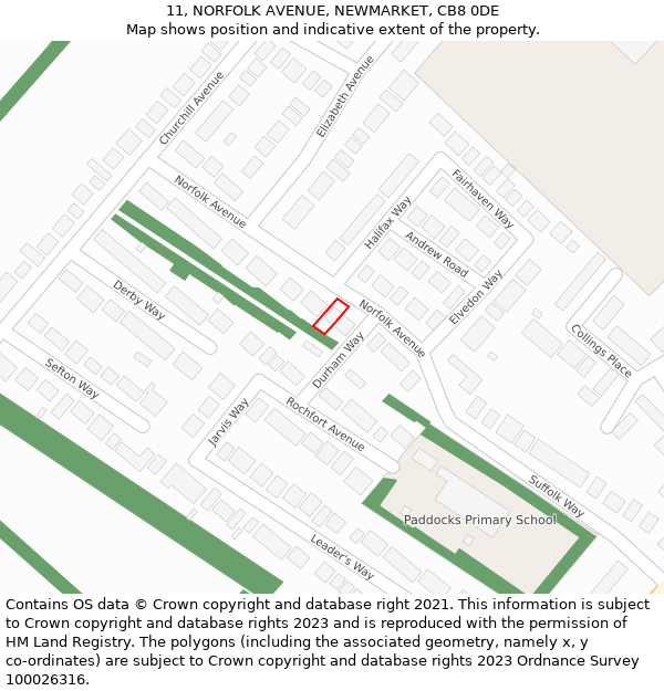 11, NORFOLK AVENUE, NEWMARKET, CB8 0DE: Location map and indicative extent of plot