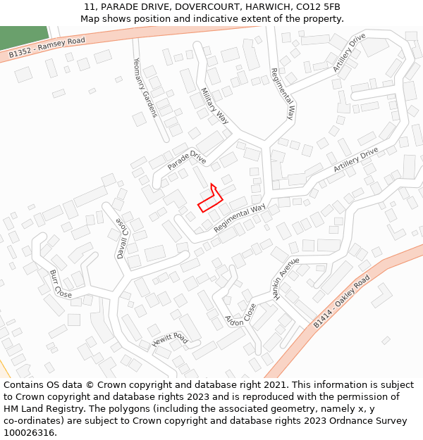 11, PARADE DRIVE, DOVERCOURT, HARWICH, CO12 5FB: Location map and indicative extent of plot