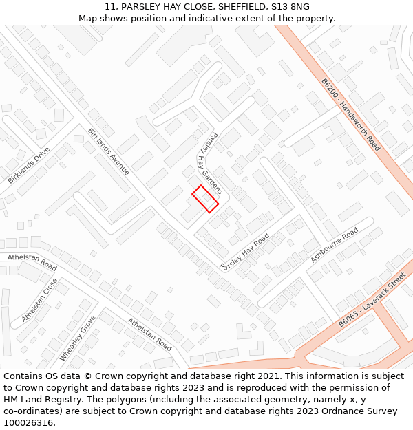 11, PARSLEY HAY CLOSE, SHEFFIELD, S13 8NG: Location map and indicative extent of plot