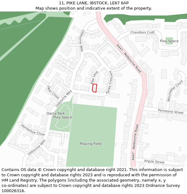 11, PIKE LANE, IBSTOCK, LE67 6AP: Location map and indicative extent of plot