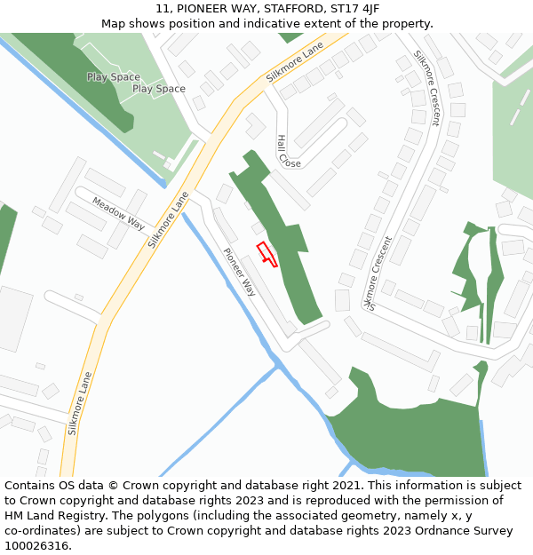 11, PIONEER WAY, STAFFORD, ST17 4JF: Location map and indicative extent of plot