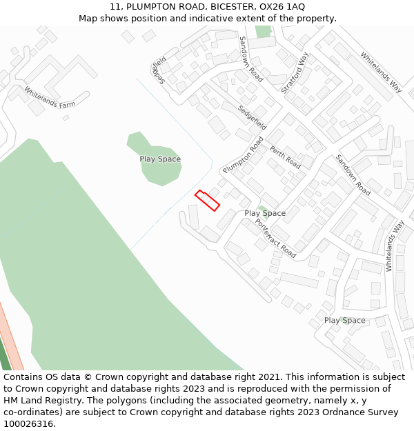 11, PLUMPTON ROAD, BICESTER, OX26 1AQ: Location map and indicative extent of plot