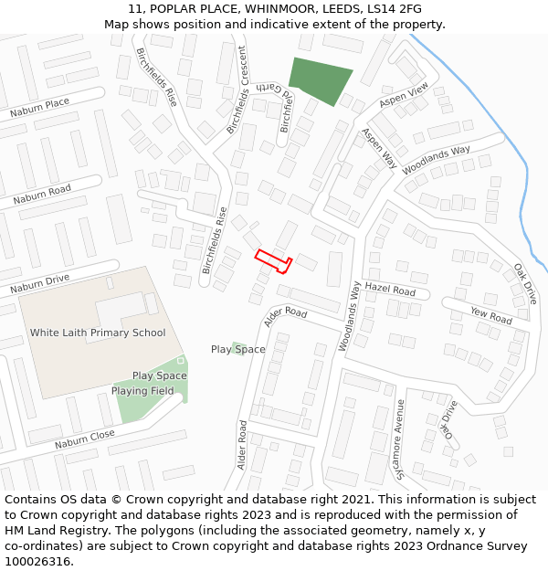 11, POPLAR PLACE, WHINMOOR, LEEDS, LS14 2FG: Location map and indicative extent of plot