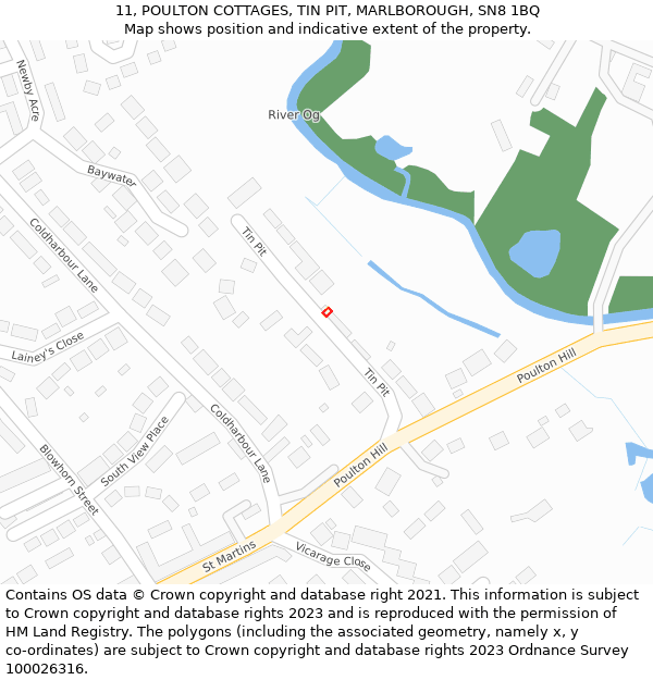 11, POULTON COTTAGES, TIN PIT, MARLBOROUGH, SN8 1BQ: Location map and indicative extent of plot