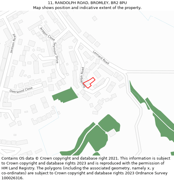 11, RANDOLPH ROAD, BROMLEY, BR2 8PU: Location map and indicative extent of plot