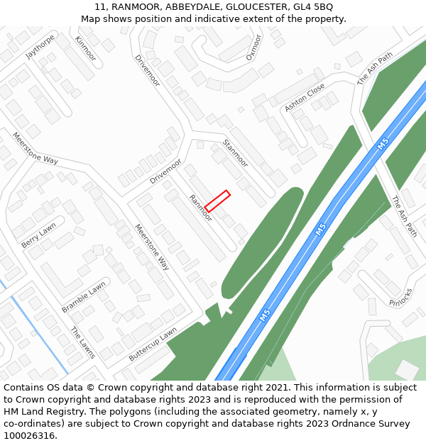 11, RANMOOR, ABBEYDALE, GLOUCESTER, GL4 5BQ: Location map and indicative extent of plot