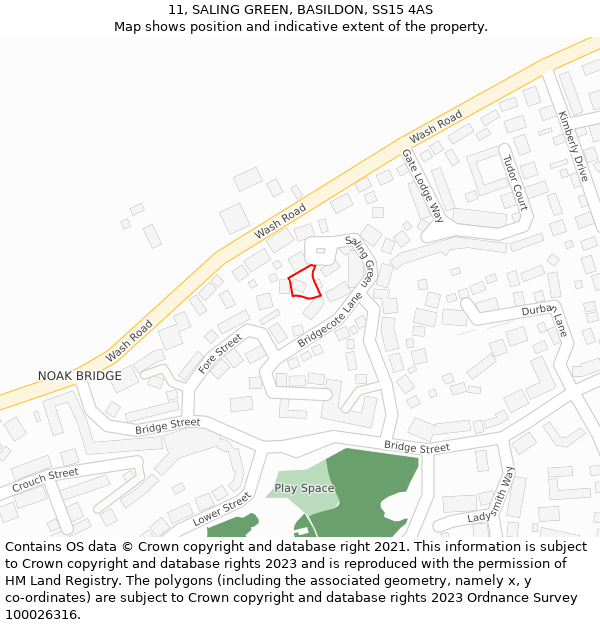11, SALING GREEN, BASILDON, SS15 4AS: Location map and indicative extent of plot