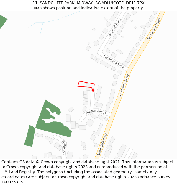 11, SANDCLIFFE PARK, MIDWAY, SWADLINCOTE, DE11 7PX: Location map and indicative extent of plot