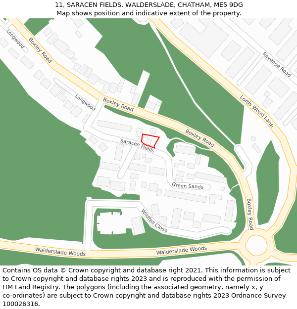 11, SARACEN FIELDS, WALDERSLADE, CHATHAM, ME5 9DG: Location map and indicative extent of plot