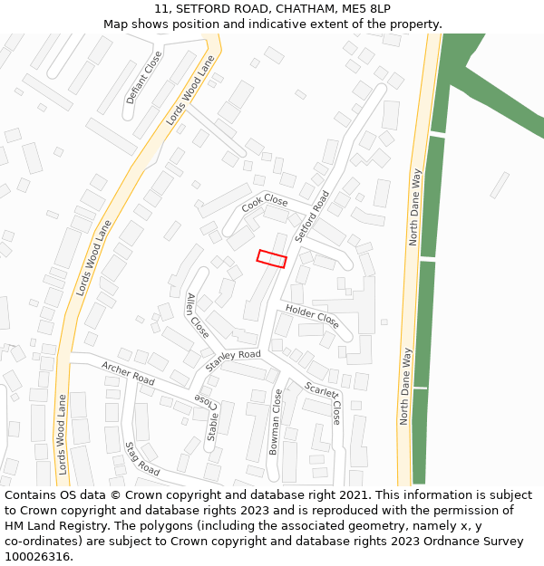 11, SETFORD ROAD, CHATHAM, ME5 8LP: Location map and indicative extent of plot