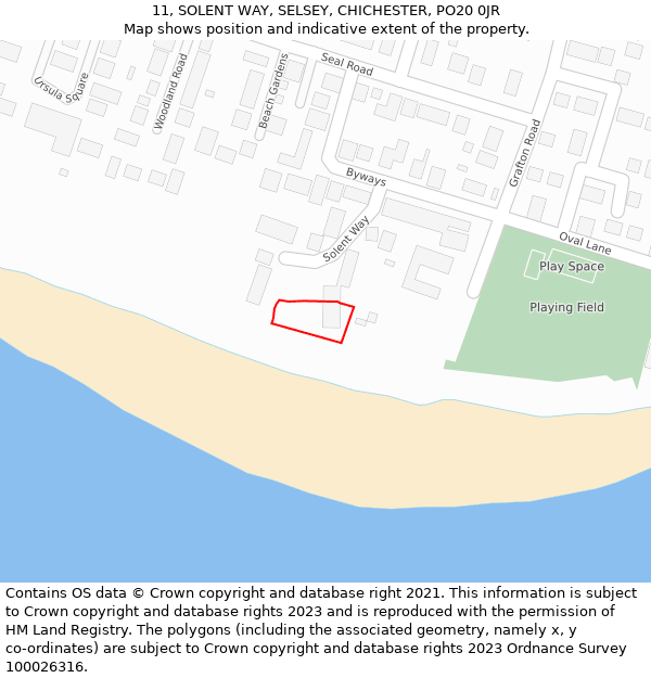 11, SOLENT WAY, SELSEY, CHICHESTER, PO20 0JR: Location map and indicative extent of plot