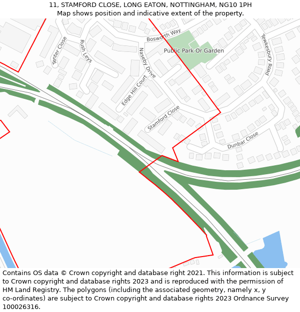 11, STAMFORD CLOSE, LONG EATON, NOTTINGHAM, NG10 1PH: Location map and indicative extent of plot