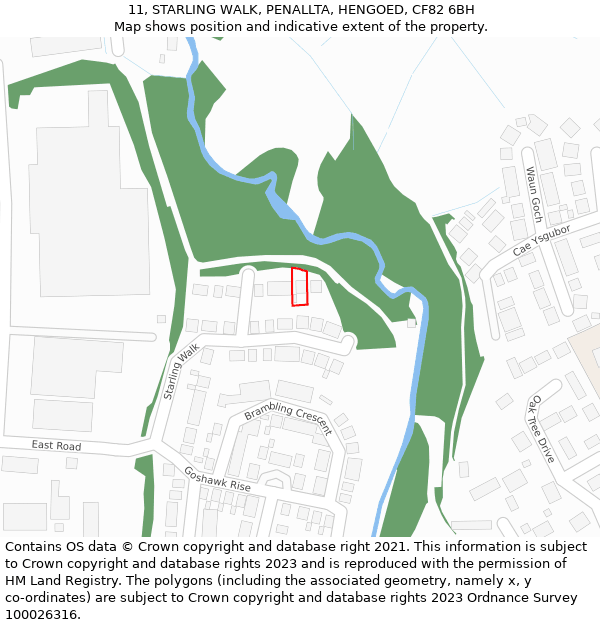 11, STARLING WALK, PENALLTA, HENGOED, CF82 6BH: Location map and indicative extent of plot