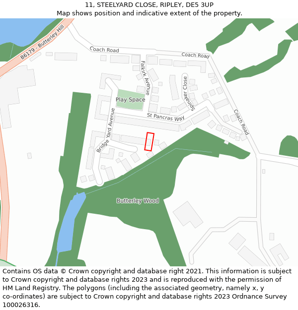 11, STEELYARD CLOSE, RIPLEY, DE5 3UP: Location map and indicative extent of plot