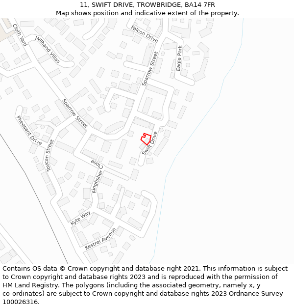 11, SWIFT DRIVE, TROWBRIDGE, BA14 7FR: Location map and indicative extent of plot