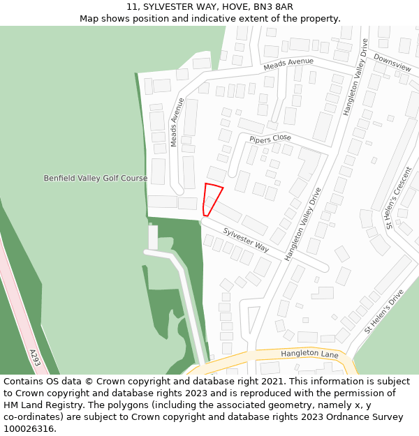 11, SYLVESTER WAY, HOVE, BN3 8AR: Location map and indicative extent of plot