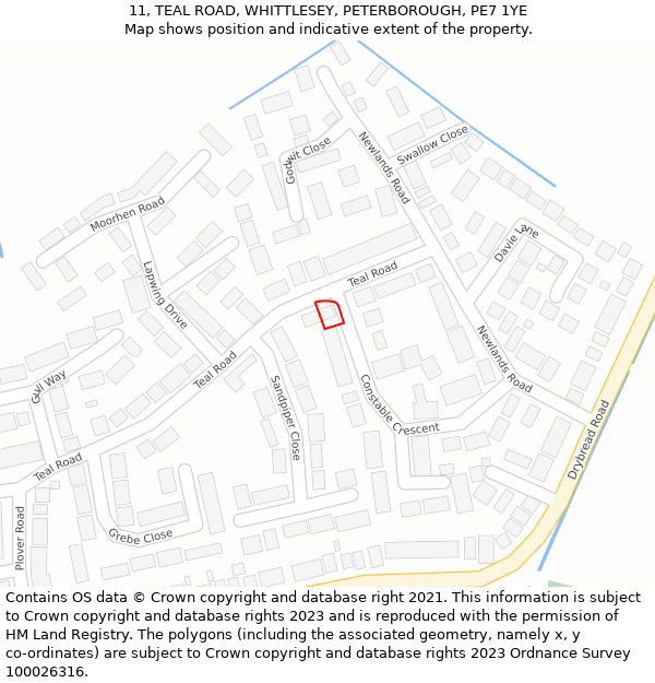 11, TEAL ROAD, WHITTLESEY, PETERBOROUGH, PE7 1YE: Location map and indicative extent of plot