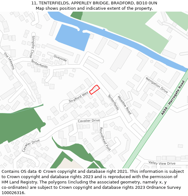 11, TENTERFIELDS, APPERLEY BRIDGE, BRADFORD, BD10 0UN: Location map and indicative extent of plot
