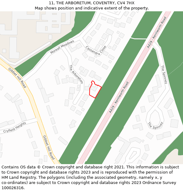 11, THE ARBORETUM, COVENTRY, CV4 7HX: Location map and indicative extent of plot