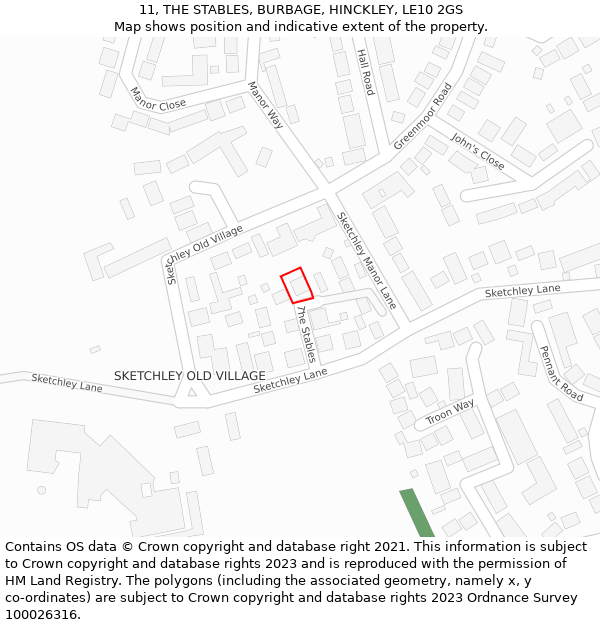 11, THE STABLES, BURBAGE, HINCKLEY, LE10 2GS: Location map and indicative extent of plot