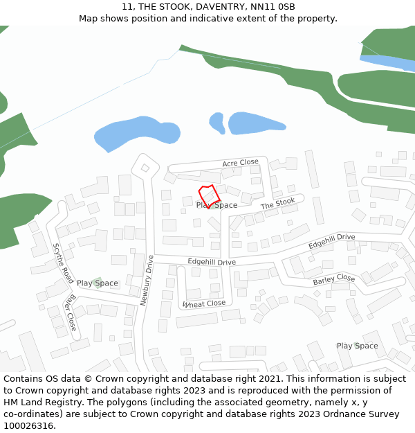 11, THE STOOK, DAVENTRY, NN11 0SB: Location map and indicative extent of plot