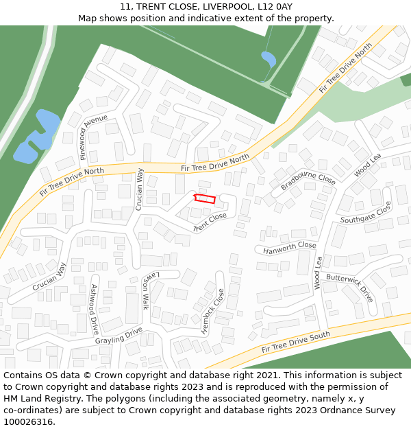 11, TRENT CLOSE, LIVERPOOL, L12 0AY: Location map and indicative extent of plot