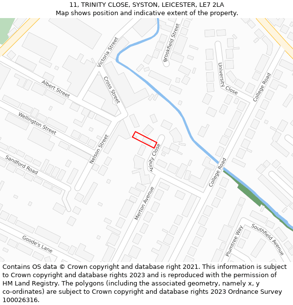 11, TRINITY CLOSE, SYSTON, LEICESTER, LE7 2LA: Location map and indicative extent of plot