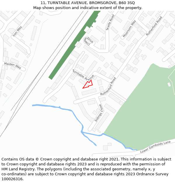 11, TURNTABLE AVENUE, BROMSGROVE, B60 3SQ: Location map and indicative extent of plot