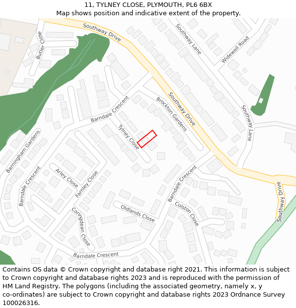 11, TYLNEY CLOSE, PLYMOUTH, PL6 6BX: Location map and indicative extent of plot