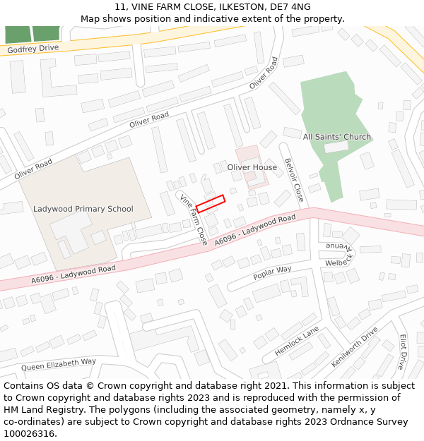 11, VINE FARM CLOSE, ILKESTON, DE7 4NG: Location map and indicative extent of plot