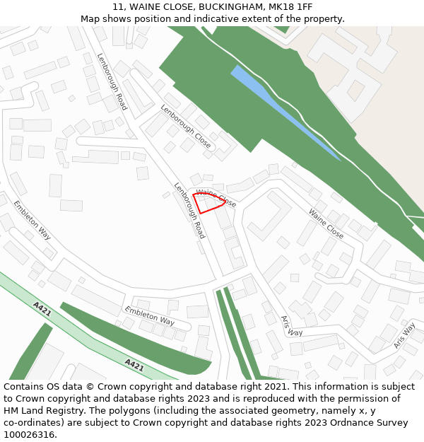 11, WAINE CLOSE, BUCKINGHAM, MK18 1FF: Location map and indicative extent of plot