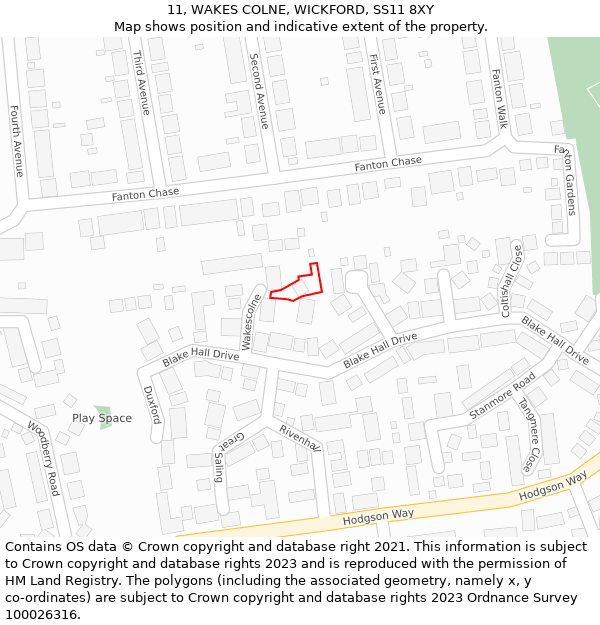 11, WAKES COLNE, WICKFORD, SS11 8XY: Location map and indicative extent of plot