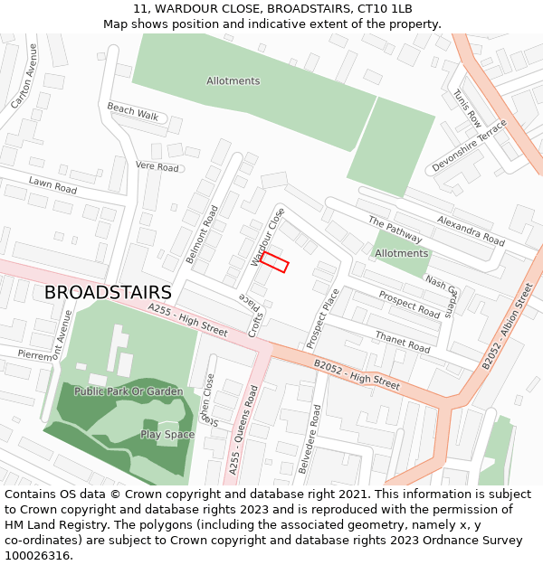 11, WARDOUR CLOSE, BROADSTAIRS, CT10 1LB: Location map and indicative extent of plot