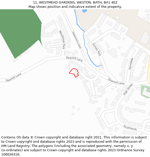 11, WESTMEAD GARDENS, WESTON, BATH, BA1 4EZ: Location map and indicative extent of plot